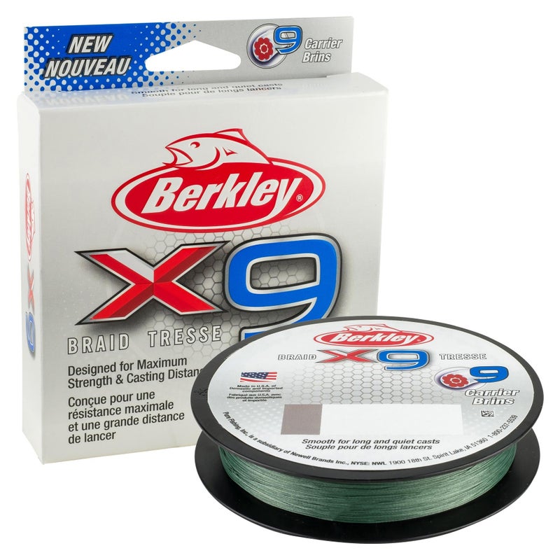 Berkley x9 Braid Superline, Low-Vis Green, 100lb test | 131 lbC | 59.7kg, 164yd | 150m Fishing Line, Suitable for Freshwater and Saltwater Environments - Image 1